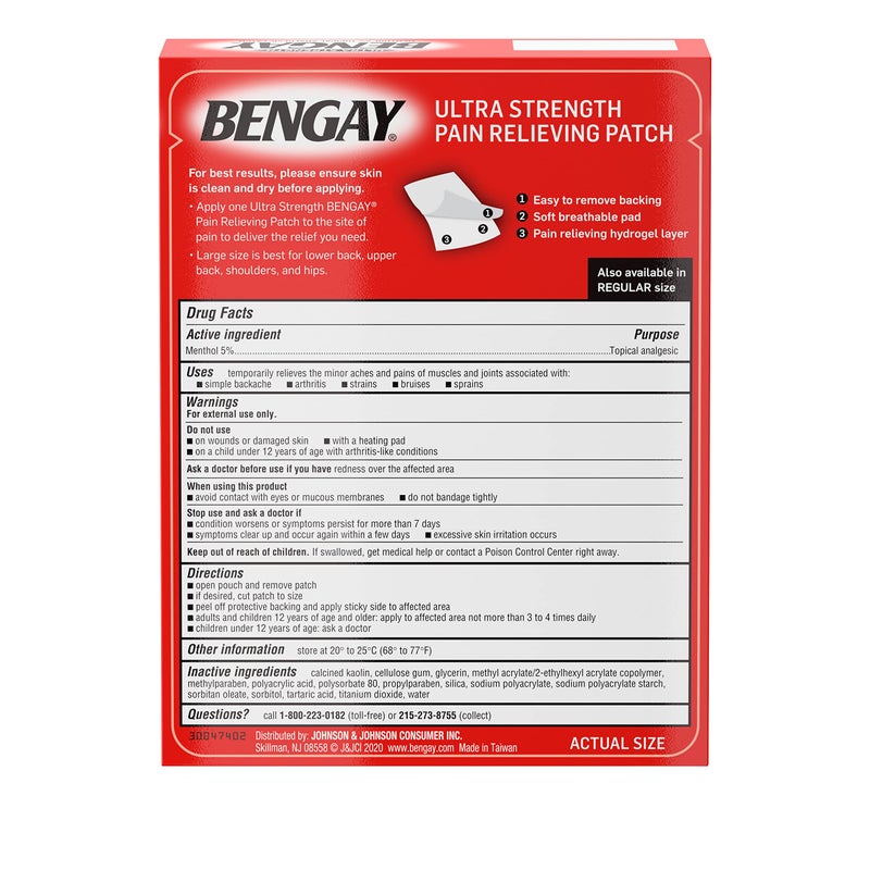 Bengay لصقات بنغاي للألم بقوة فائقة حجم كبير 4 كل (عبوة من 5) - Image 2